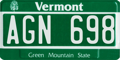 VT license plate AGN698