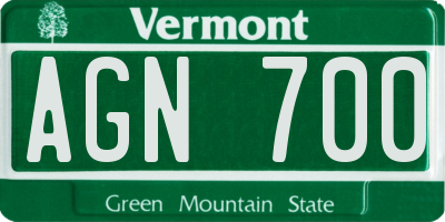 VT license plate AGN700