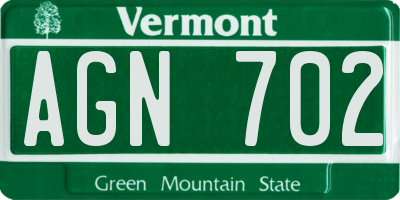 VT license plate AGN702