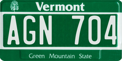 VT license plate AGN704