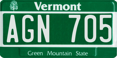 VT license plate AGN705