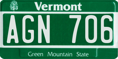 VT license plate AGN706