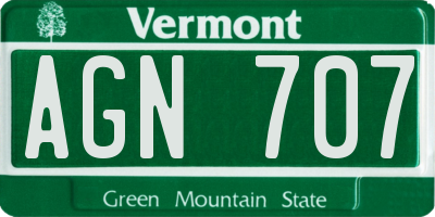 VT license plate AGN707