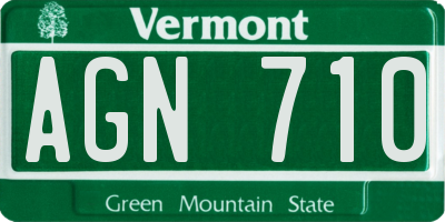 VT license plate AGN710