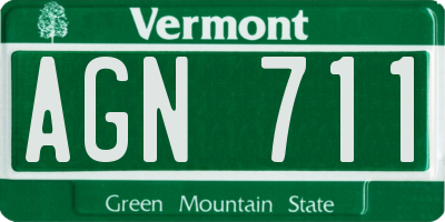 VT license plate AGN711