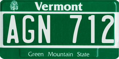 VT license plate AGN712