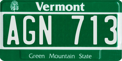 VT license plate AGN713