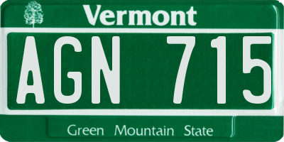 VT license plate AGN715