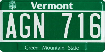 VT license plate AGN716
