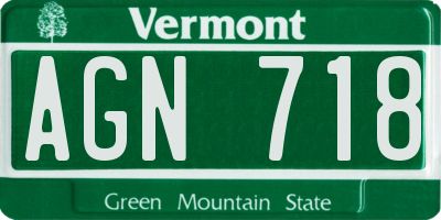 VT license plate AGN718