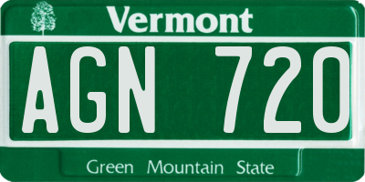 VT license plate AGN720