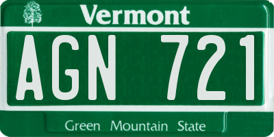 VT license plate AGN721