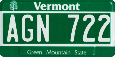 VT license plate AGN722