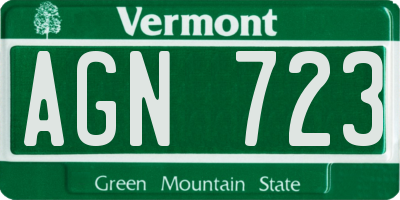 VT license plate AGN723
