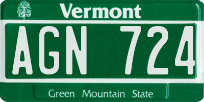VT license plate AGN724