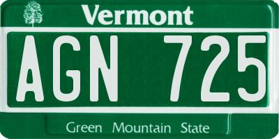 VT license plate AGN725