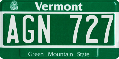 VT license plate AGN727