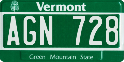 VT license plate AGN728