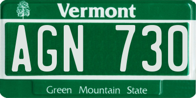 VT license plate AGN730