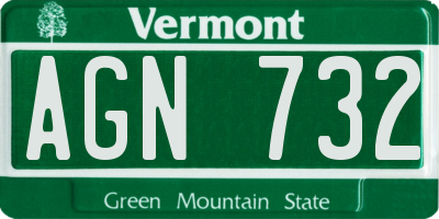 VT license plate AGN732
