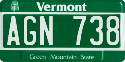VT license plate AGN738