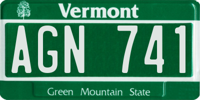 VT license plate AGN741