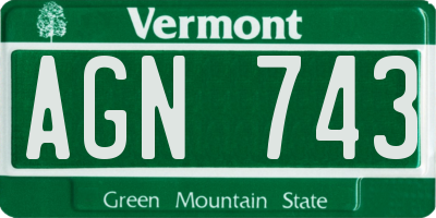 VT license plate AGN743