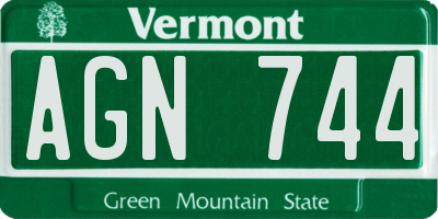 VT license plate AGN744