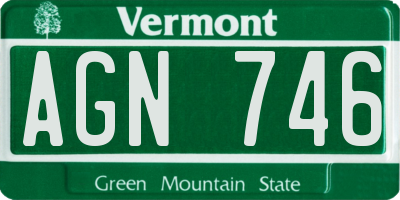 VT license plate AGN746