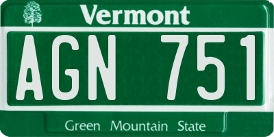 VT license plate AGN751