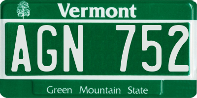 VT license plate AGN752
