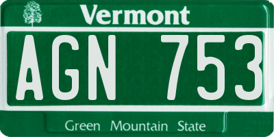 VT license plate AGN753
