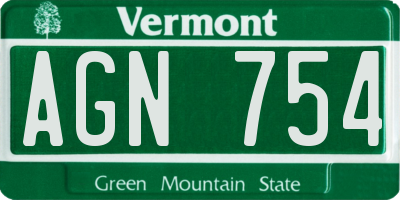 VT license plate AGN754