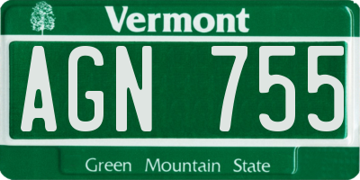 VT license plate AGN755