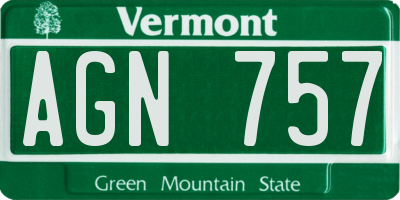 VT license plate AGN757