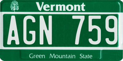 VT license plate AGN759