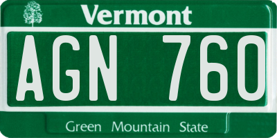 VT license plate AGN760