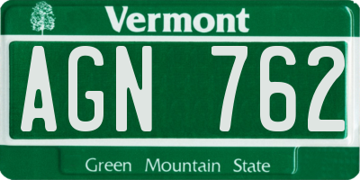 VT license plate AGN762