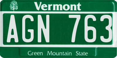 VT license plate AGN763