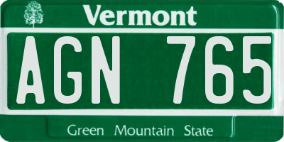 VT license plate AGN765
