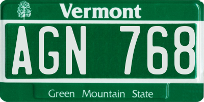 VT license plate AGN768