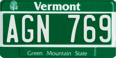 VT license plate AGN769
