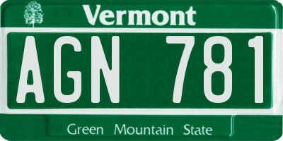 VT license plate AGN781