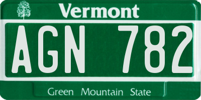 VT license plate AGN782