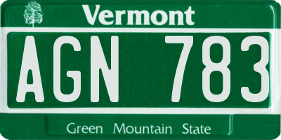VT license plate AGN783