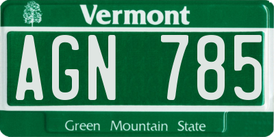 VT license plate AGN785