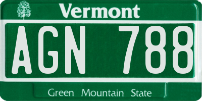 VT license plate AGN788