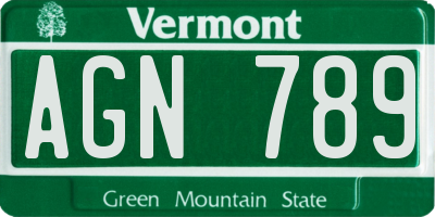VT license plate AGN789