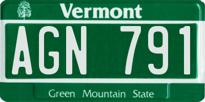 VT license plate AGN791