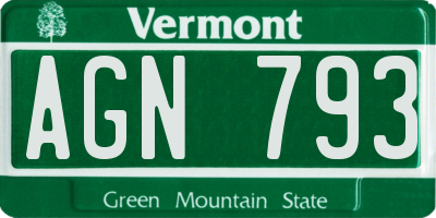 VT license plate AGN793